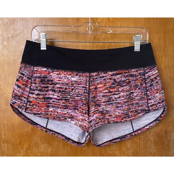 Lululemon Speed Up Short 2.5" Flash Pleat Orange Multi Black Running Gym Sz 6 - Picture 2 of 4